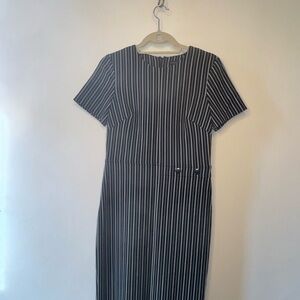 Banana Republic Black and White Striped Midi Dress